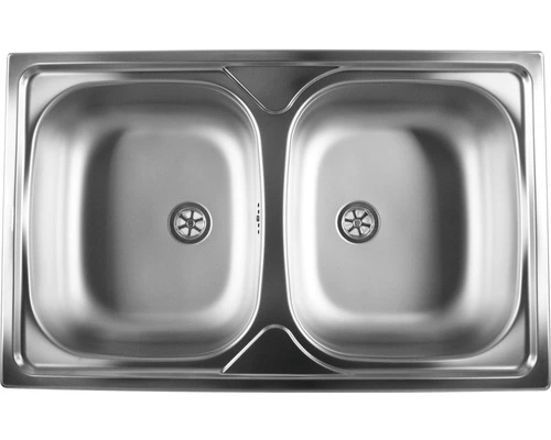 Opbouwspoelbak RVS Dubbel 80x50 Cm Met 2 Korfpluggen 1 Opbouwspoelbak RVS Dubbel 80x50 Cm Met 2 Korfpluggen