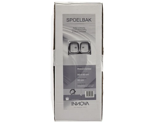 Opbouwspoelbak RVS Dubbel 80x50 Cm Met 2 Korfpluggen 4 Opbouwspoelbak RVS Dubbel 80x50 Cm Met 2 Korfpluggen - Afbeelding 4